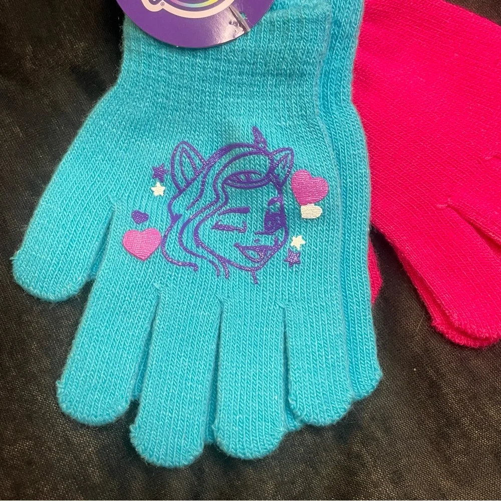 My Little Pony Kids’ Gloves Set 2 Pair Hasboro Pink Turquoise Blue Winter Girls
